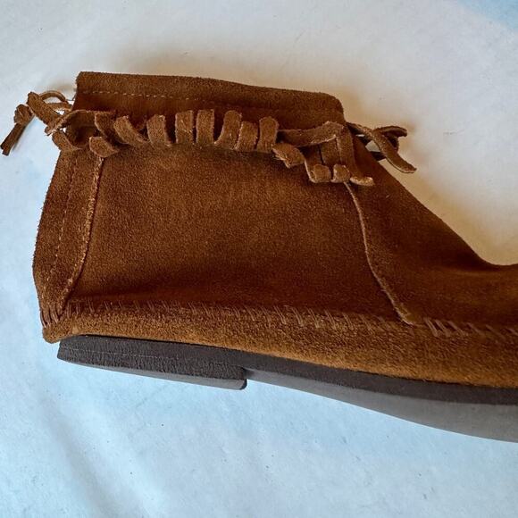 Minnetonka 282 Women's Brown Suede Fringe Ankle Boots Hard Sole Sz 7 Zip Closure - Picture 7 of 12